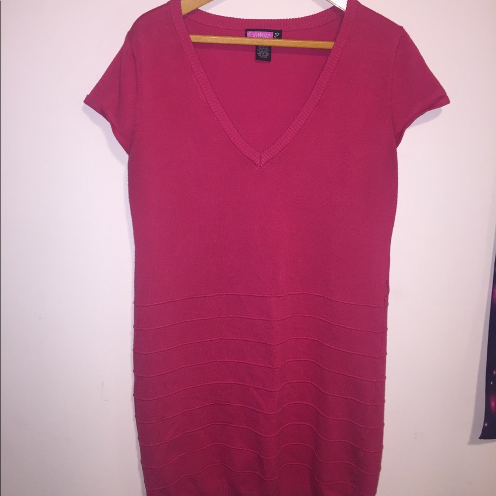 Coral sweater dress